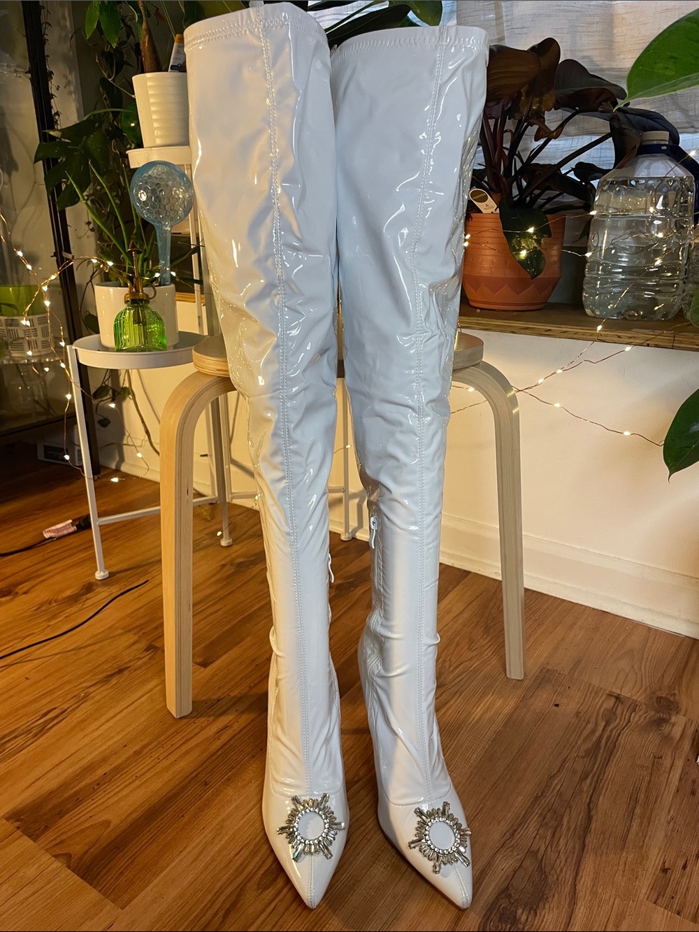 EGO White Over-the-Knee Stiletto Boots